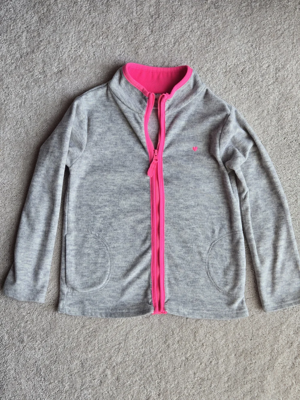 Carter's Gray Fleece Jacket with Hot Pink Trim